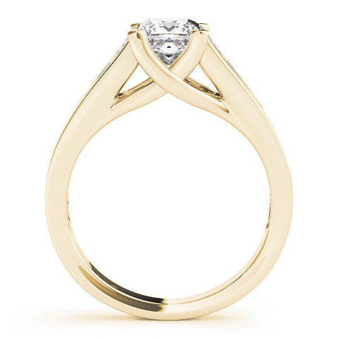 Yellow gold Oval Cut Channel Set Solitaire Ring with Four-Prong Setting
