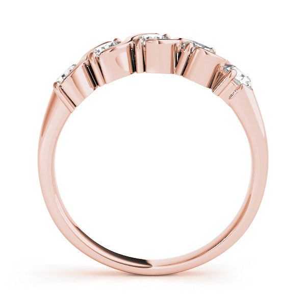 Rose gold Five-Stone Round Diamond Wave Band with Shared Prong Setting