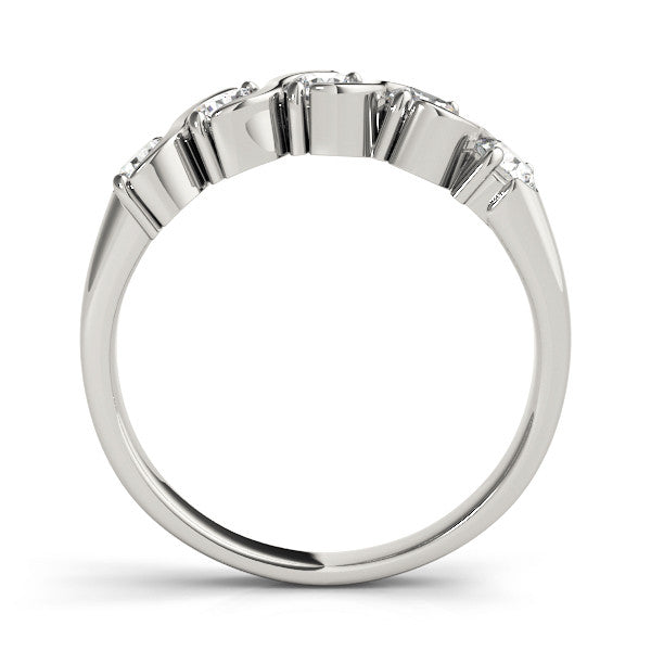 White gold Five-Stone Round Diamond Wave Band with Shared Prong Setting
