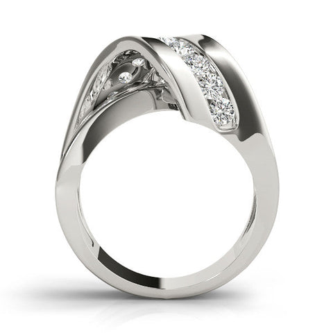 White gold Pavé Round Diamond Crossover Band with Channel Setting