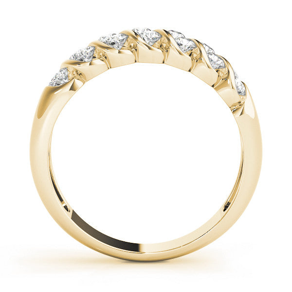 Yellow gold Channel Set Round Diamond Multi-Row Band