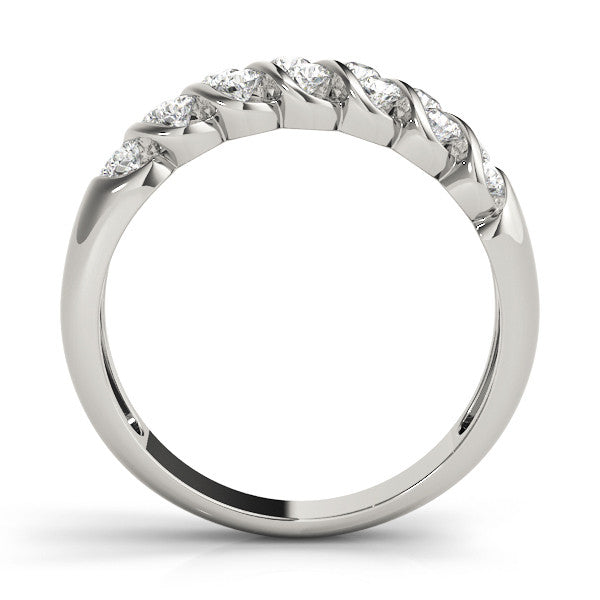 Platinum Channel Set Round Diamond Multi-Row Band
