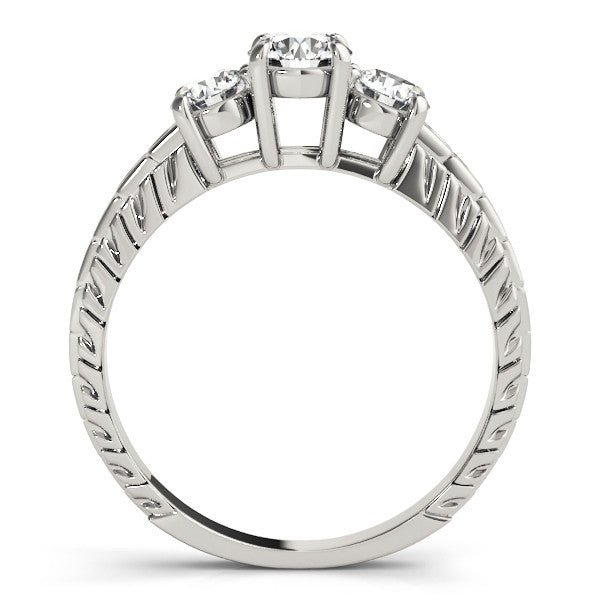 White gold Three-Stone Princess Cut Diamond Ring with Channel-Set Band and Prong Setting
