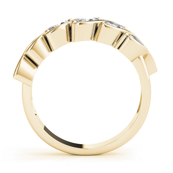 Yellow gold Marquise Diamond Wave Band with Channel Setting