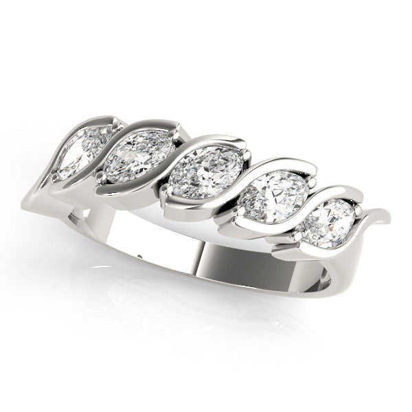 Silver Marquise Diamond Wave Band with Channel Setting