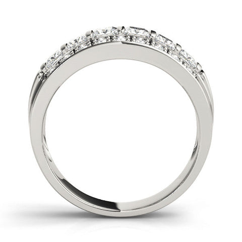 Platinum Channel-Set Princess Cut Diamond Pavé Band