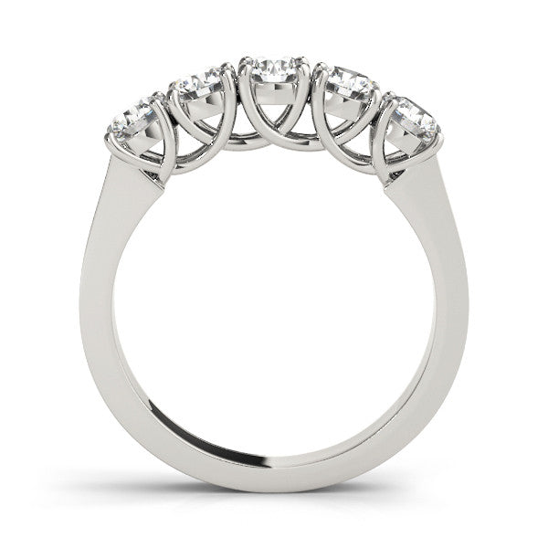 Silver Five-Stone Round Diamond Prong-Set Silver Band