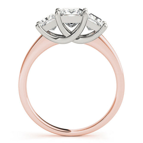 Rose gold Three-Stone Princess Cut Solitaire Ring with Classic Prong Setting