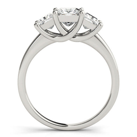 White gold Three-Stone Princess Cut Solitaire Ring with Classic Prong Setting
