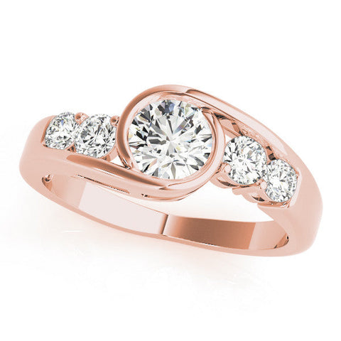 Rose gold Bezel Set Heart Diamond Split Shank Ring