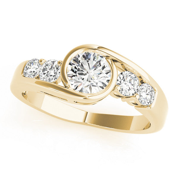 Yellow gold Bezel Set Marquise Diamond Split Shank Ring