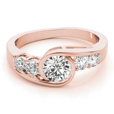 Rose gold Bezel Set Princess Diamond Split Shank Ring