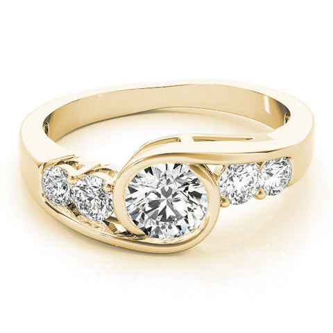Yellow gold Bezel Set Round Diamond Split Shank Ring