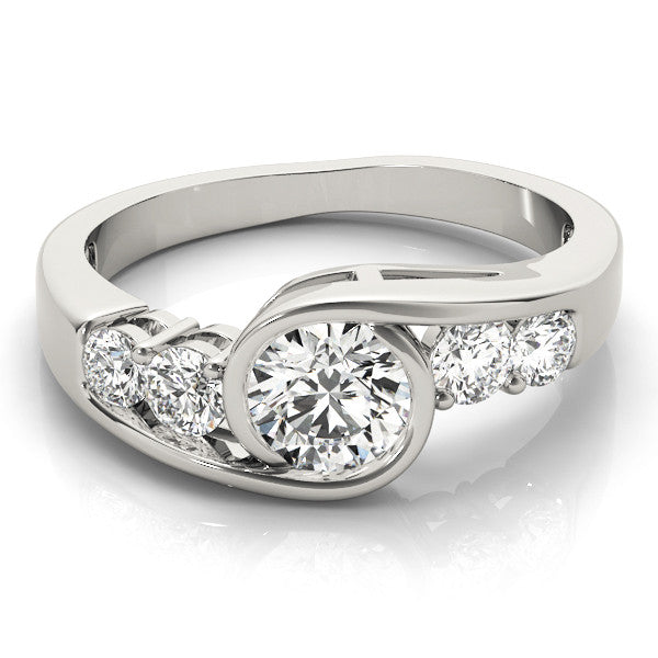 White gold Bezel Set Cushion Diamond Split Shank Ring