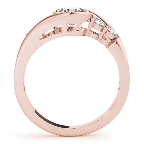 Rose gold Bezel Set Round Diamond Split Shank Ring