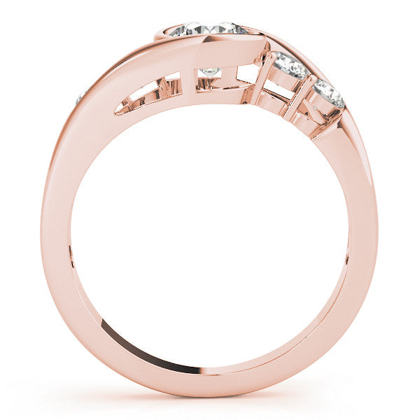 Rose gold Bezel Set Heart Diamond Split Shank Ring