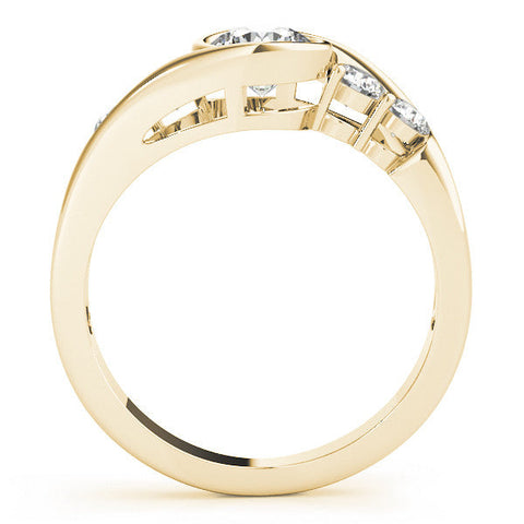 Yellow gold Bezel Set Princess Diamond Split Shank Ring