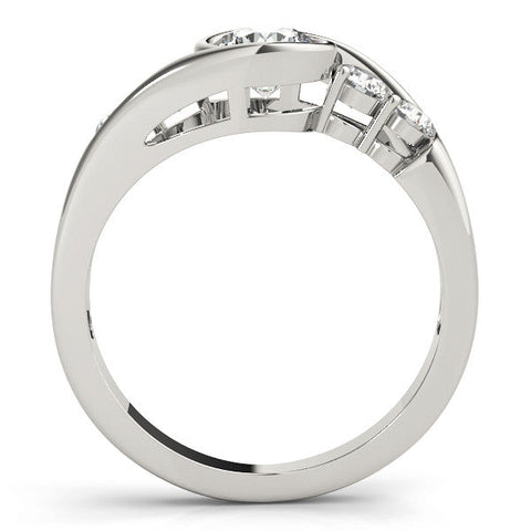 Silver Bezel Set Princess Diamond Split Shank Ring