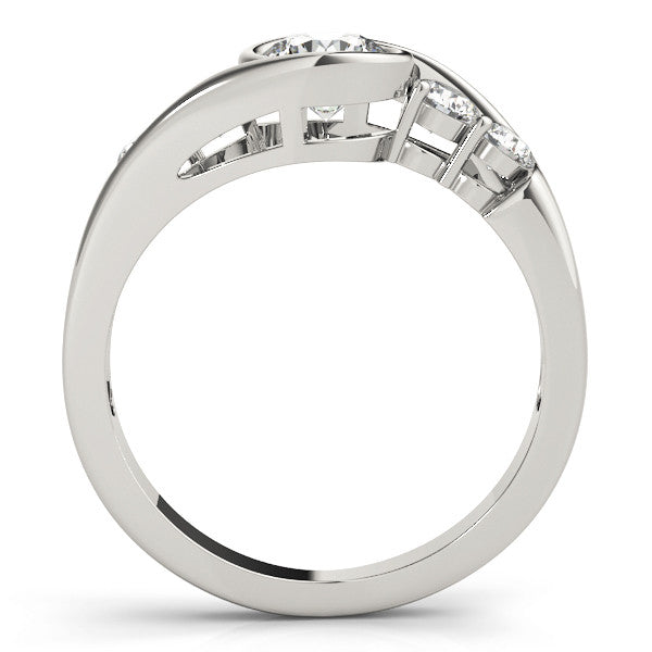 Platinum Bezel Set Princess Diamond Split Shank Ring