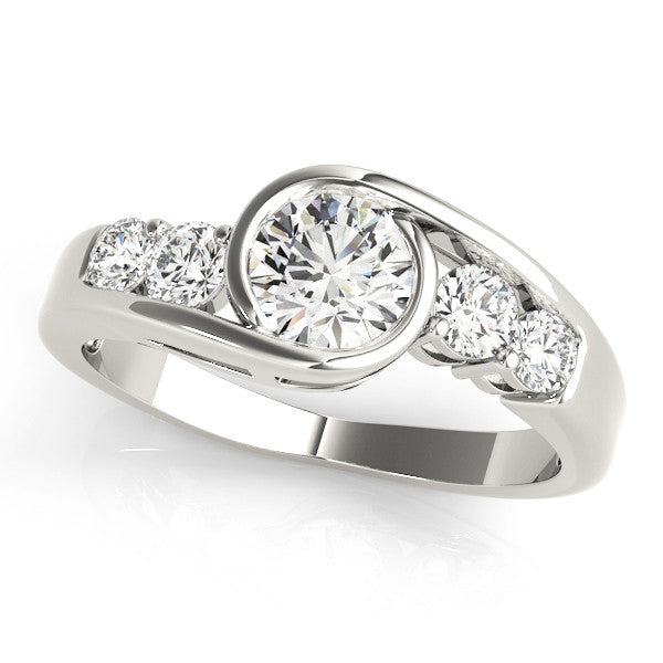 White gold Bezel Set Heart Diamond Split Shank Ring