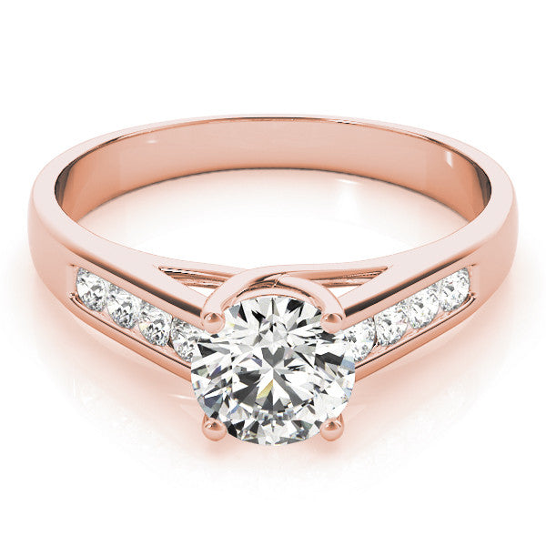 Rose gold Round Solitaire Channel-Set Diamond Engagement Ring with Four-Prong Setting