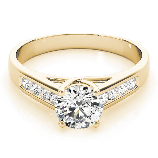 Yellow gold Round Solitaire Channel-Set Diamond Engagement Ring with Four-Prong Setting