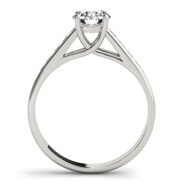 Platinum Round Solitaire Channel-Set Diamond Engagement Ring with Four-Prong Setting
