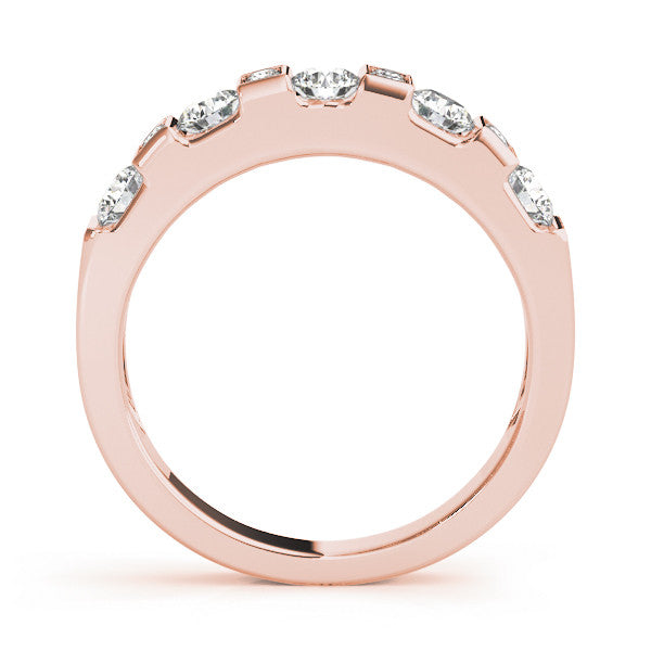 Rose gold Channel Set Round Diamond White Gold Band