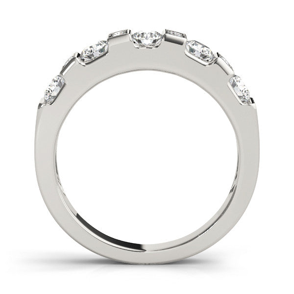 Silver Channel Set Round Diamond Silver Band