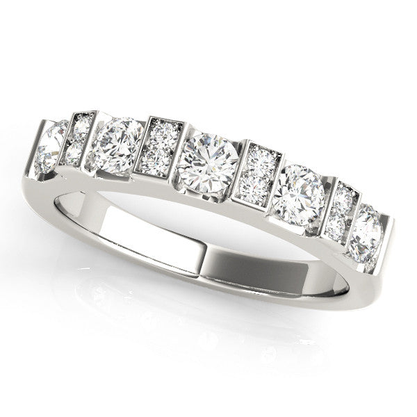 White gold Channel Set Round Diamond White Gold Band