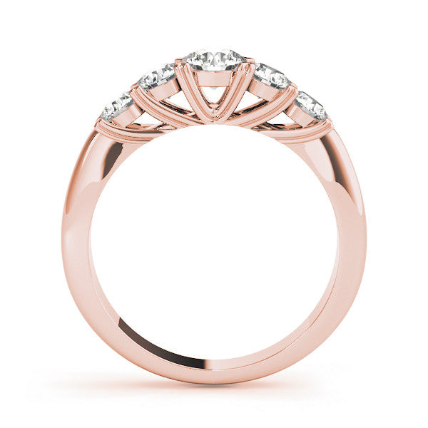 Rose gold Five-Stone Round Diamond Prong Set Half Eternity Band