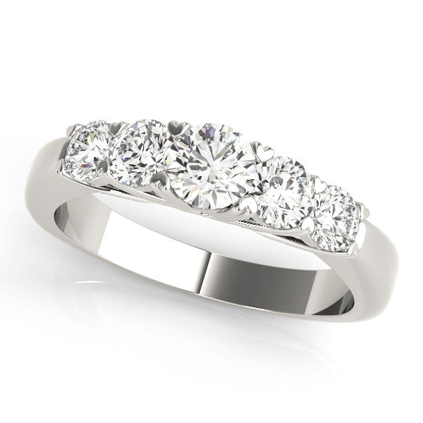 Platinum Five-Stone Round Diamond Prong Set Half Eternity Band
