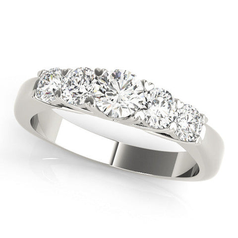 Platinum Five-Stone Round Diamond Prong Set Half Eternity Band