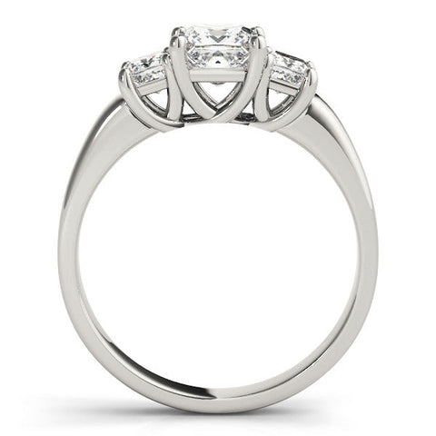 White gold Three-Stone Princess Cut Diamond Ring with Channel-Set Band and Four-Prong Setting