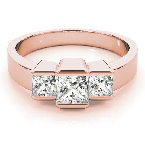 Rose gold Three Stone Princess Cut Channel Set Diamond Ring