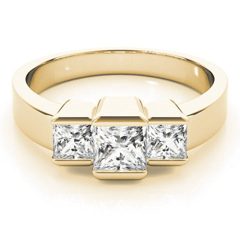 Yellow gold Three Stone Princess Cut Channel Set Diamond Ring