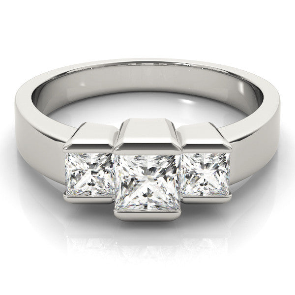 White gold Three Stone Princess Cut Channel Set Diamond Ring