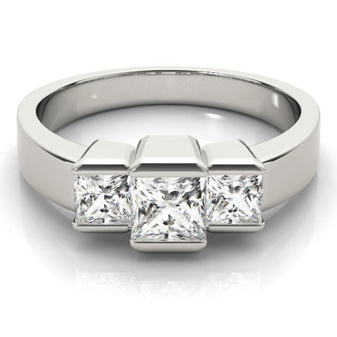 Platinum Three Stone Princess Cut Channel Set Diamond Ring
