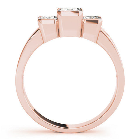 Rose gold Three Stone Princess Cut Channel Set Diamond Ring