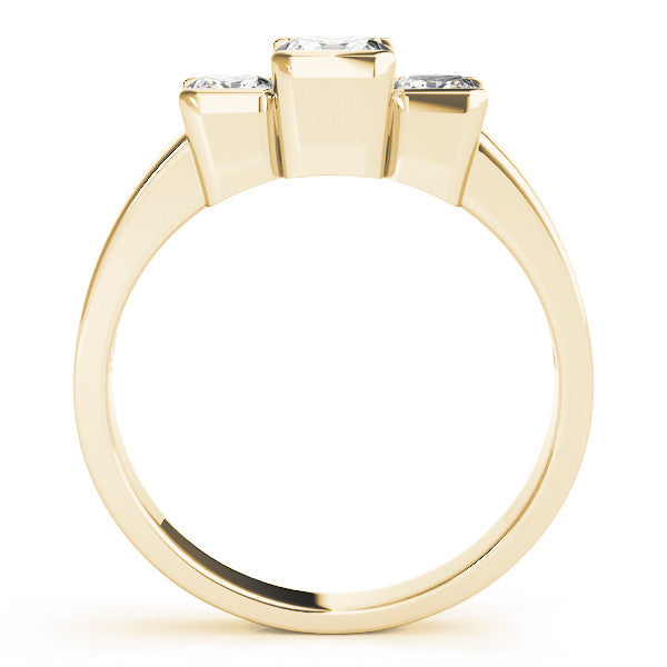 Yellow gold Three Stone Princess Cut Channel Set Diamond Ring