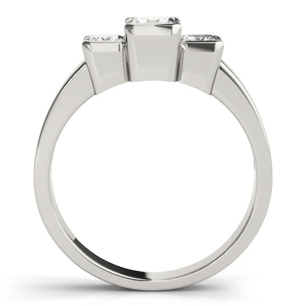 White gold Three Stone Princess Cut Channel Set Diamond Ring