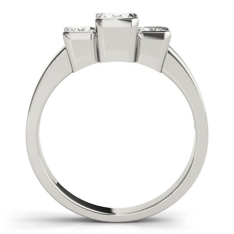 White gold Three Stone Princess Cut Channel Set Diamond Ring