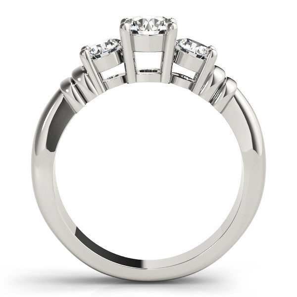 White gold Three-Stone Round Cut Diamond Ring with Channel Band and Prong Setting