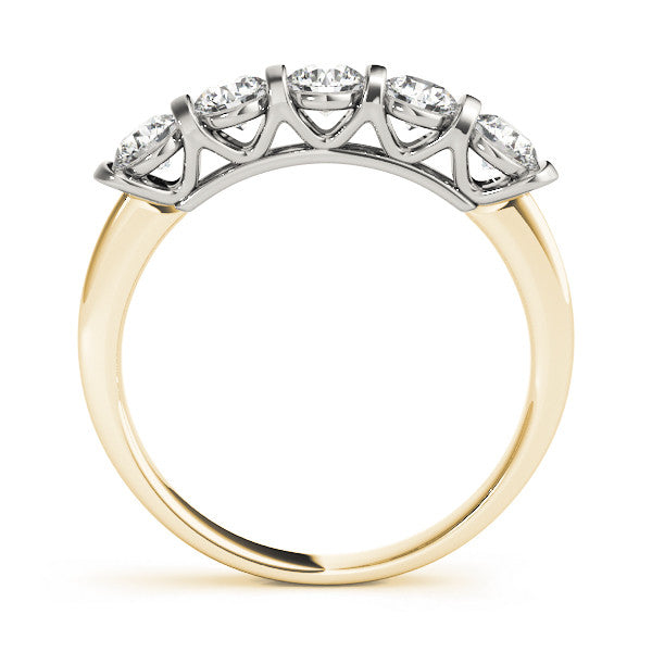 Yellow gold Five-Stone Round Diamond Half-Eternity Bar-Set Ring