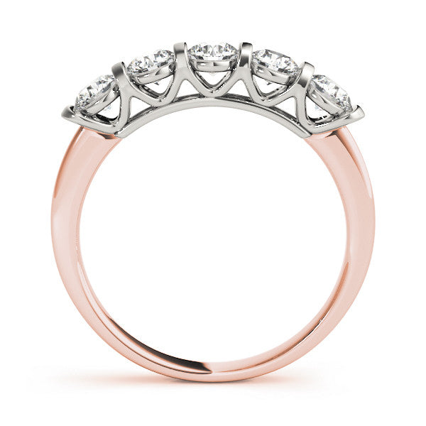 Rose gold Five-Stone Round Diamond Half-Eternity Bar-Set Ring