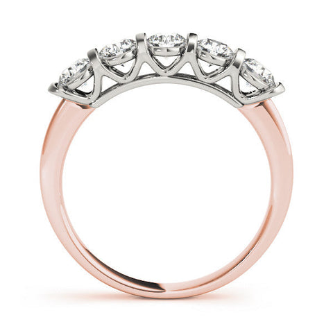 Rose gold Five-Stone Round Diamond Half-Eternity Bar-Set Ring