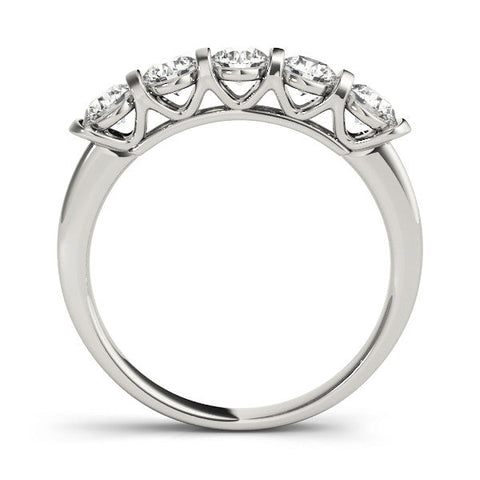 Platinum Five-Stone Round Diamond Half-Eternity Bar-Set Ring