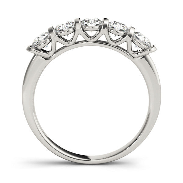 Platinum Five-Stone Round Diamond Half-Eternity Bar-Set Ring