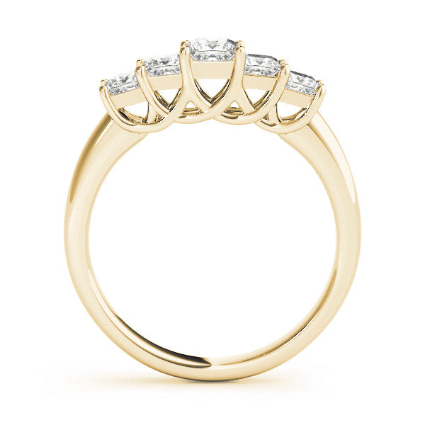 Yellow gold Princess Cut Five-Stone Prong Set White Gold Band