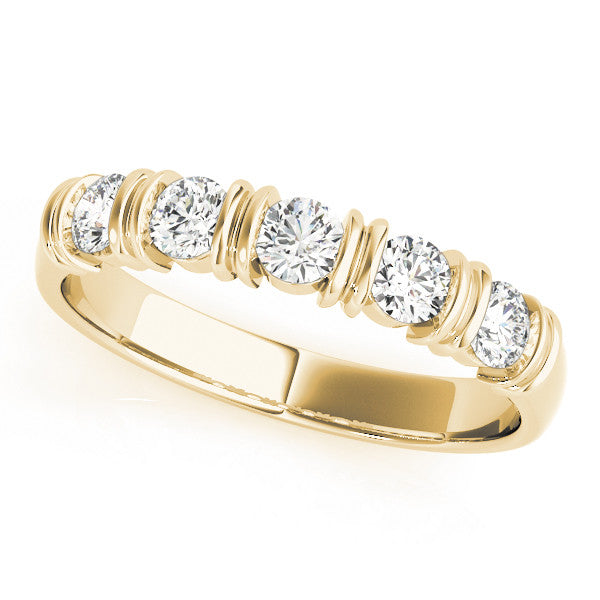 Yellow gold Bezel-Set Round Diamond Half-Eternity Band